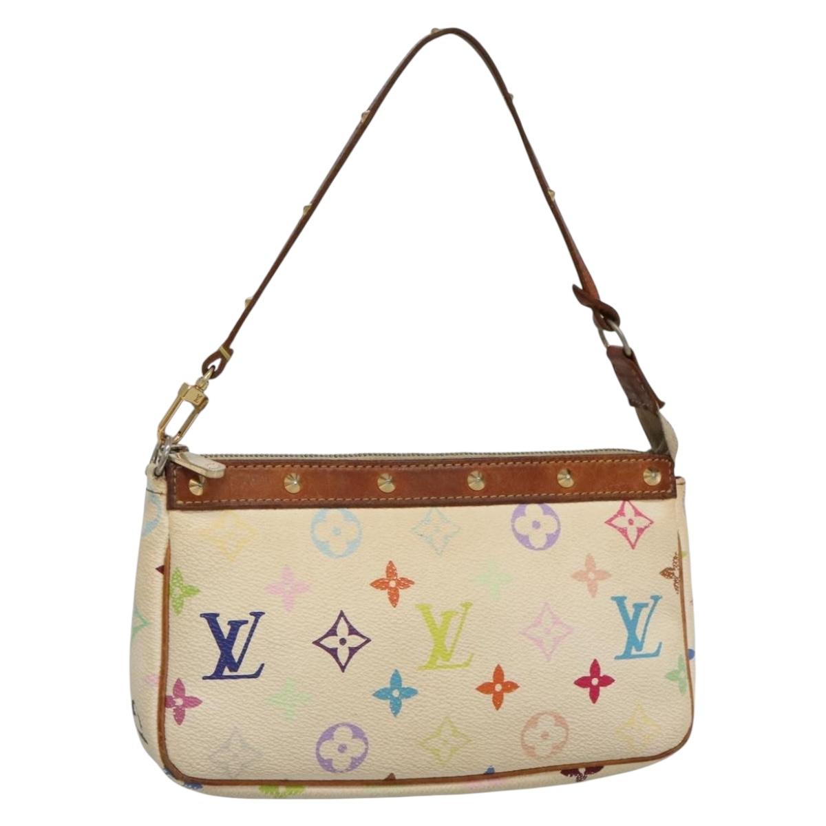 LOUIS VUITTON Multicolor Pochette Accessoires Pouch White M92649 LV Auth 131820