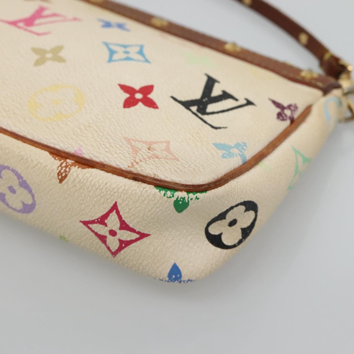 LOUIS VUITTON Multicolor Pochette Accessoires Pouch White M92649 LV Auth 131820