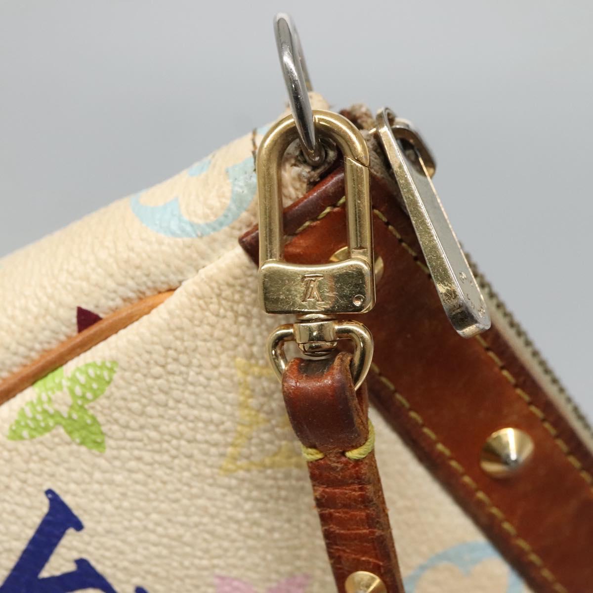 LOUIS VUITTON Multicolor Pochette Accessoires Pouch White M92649 LV Auth 131820