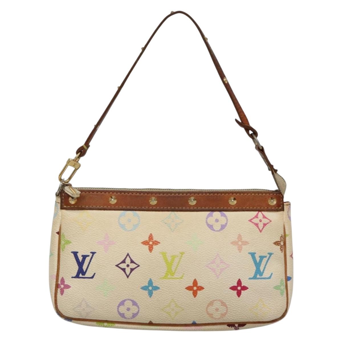 LOUIS VUITTON Multicolor Pochette Accessoires Pouch White M92649 LV Auth 131820