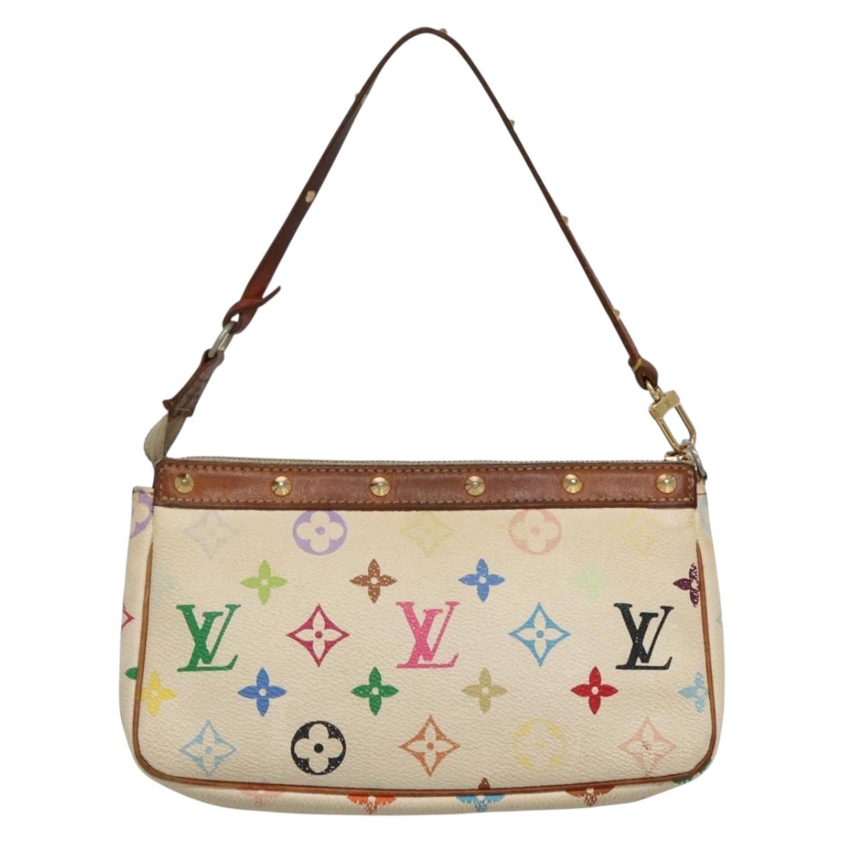 LOUIS VUITTON Multicolor Pochette Accessoires Pouch White M92649 LV Auth 131820