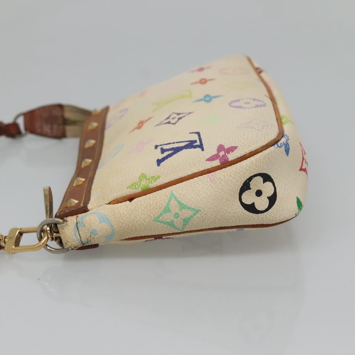 LOUIS VUITTON Multicolor Pochette Accessoires Pouch White M92649 LV Auth 131820