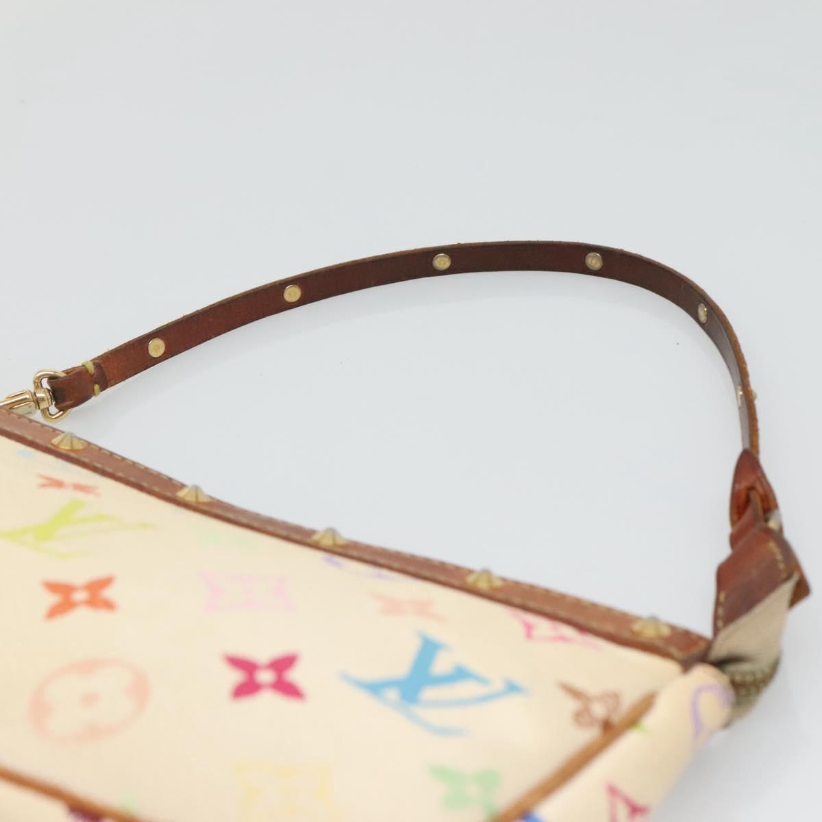 LOUIS VUITTON Multicolor Pochette Accessoires Pouch White M92649 LV Auth 131820
