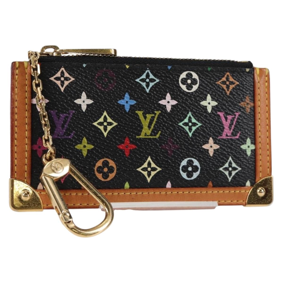 LOUIS VUITTON Multicolor Pochette Cles Coin Purse Black M13664 LV Auth 131839V