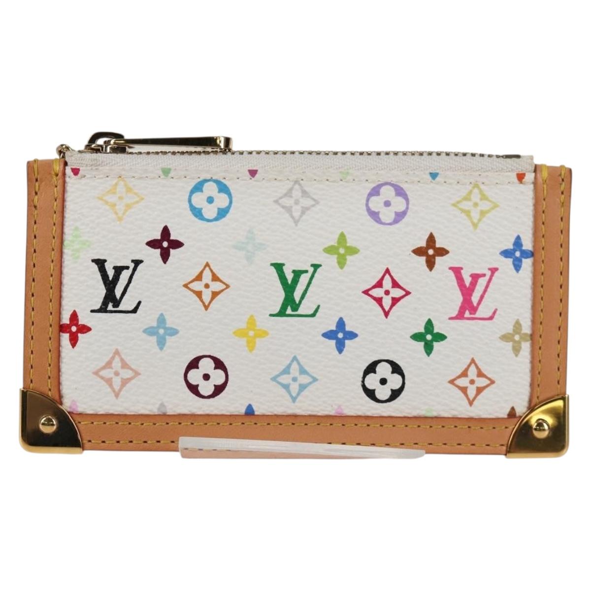 LOUIS VUITTON Multicolor Pochette Cles Coin Purse White M92655 LV Auth 131840V