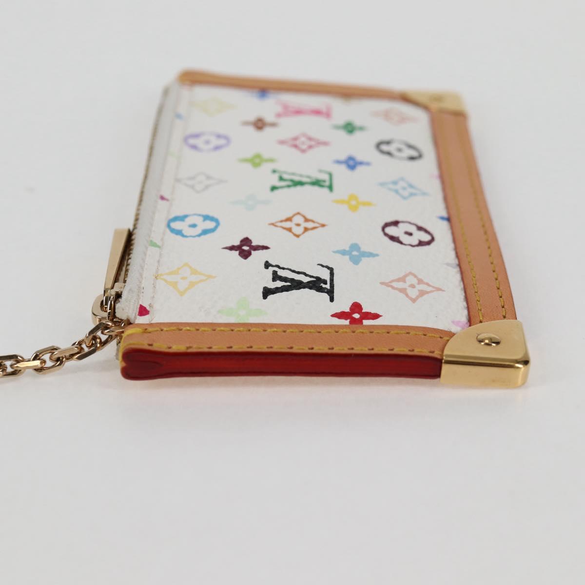 LOUIS VUITTON Multicolor Pochette Cles Coin Purse White M92655 LV Auth 131840V
