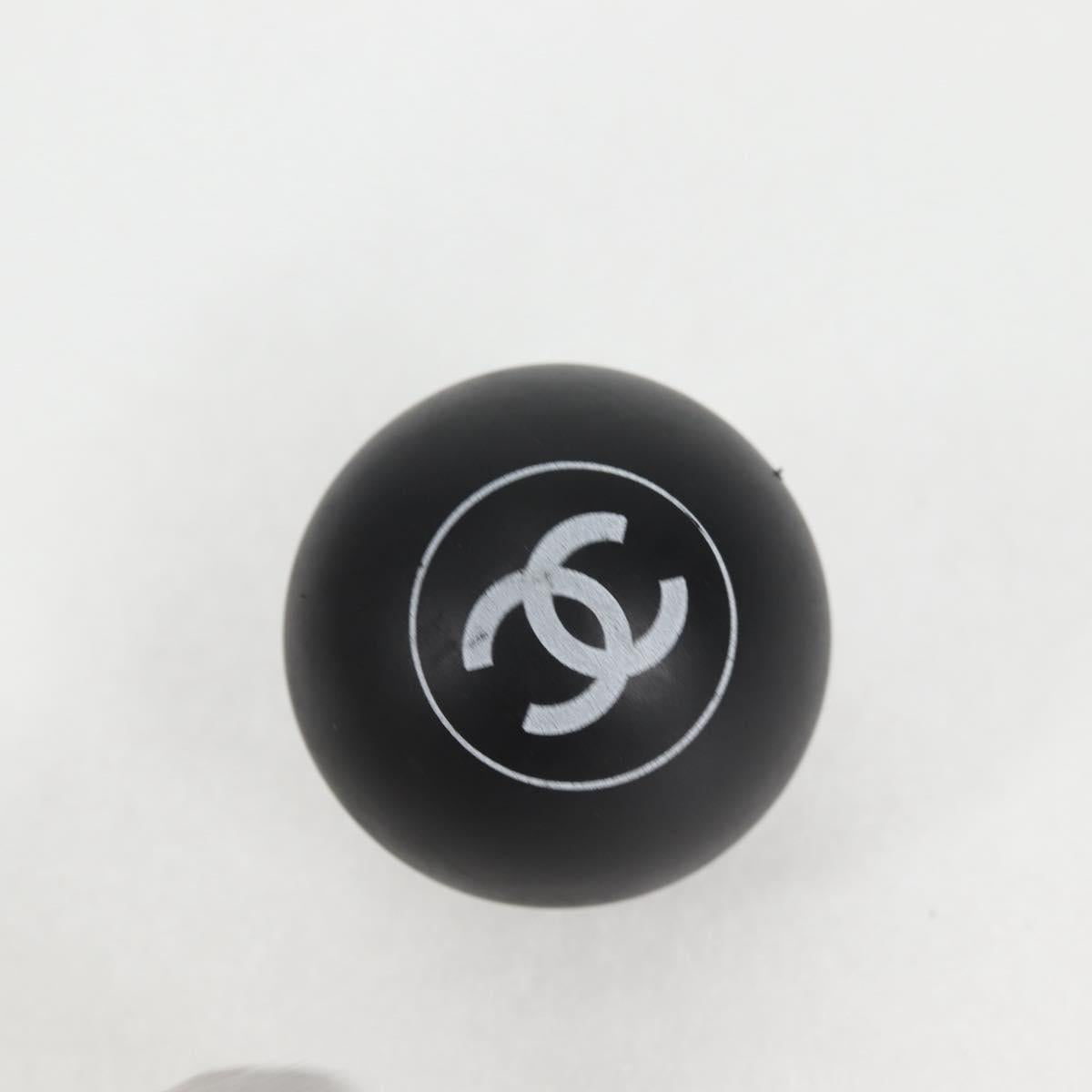 CHANEL Club Case Wood Racket and Rubber ball set Black CC Auth 131858SAV