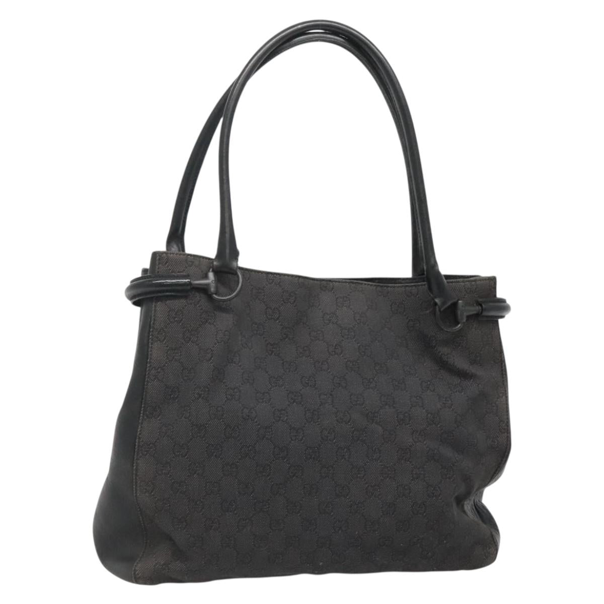 GUCCI GG Canvas Tote Bag Black Silver 101346 Auth 131883