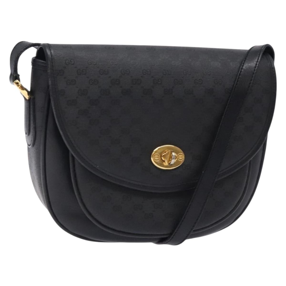 GUCCI Micro GG Supreme Shoulder Bag PVC Black Gold 001 29 0930 Auth 131887