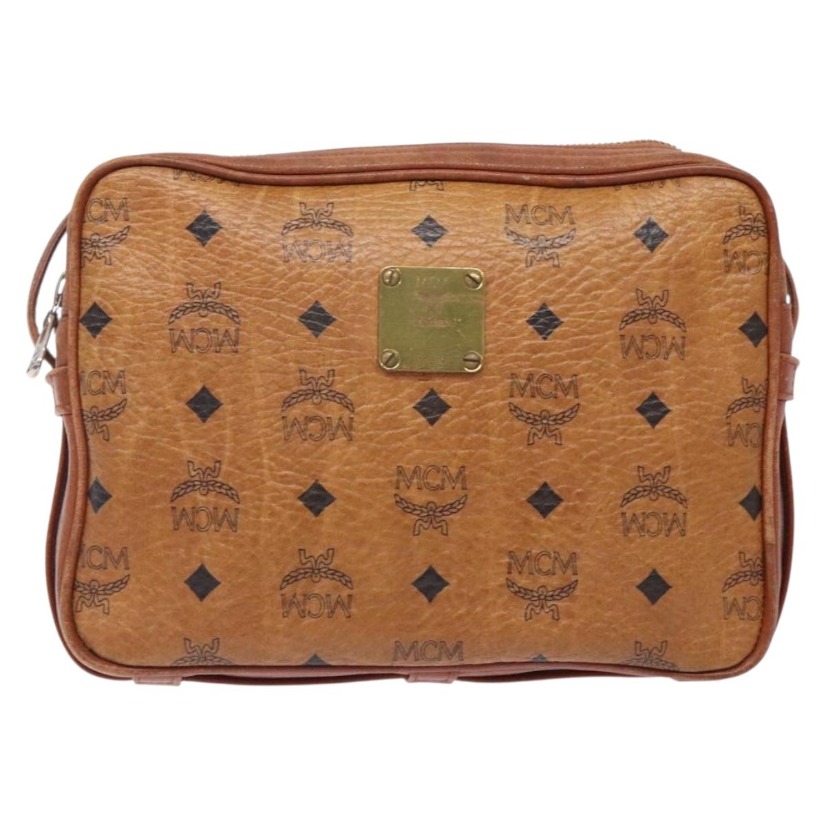 MCM Logogram Vicetos Shoulder Bag PVC Brown Gold Auth 131889