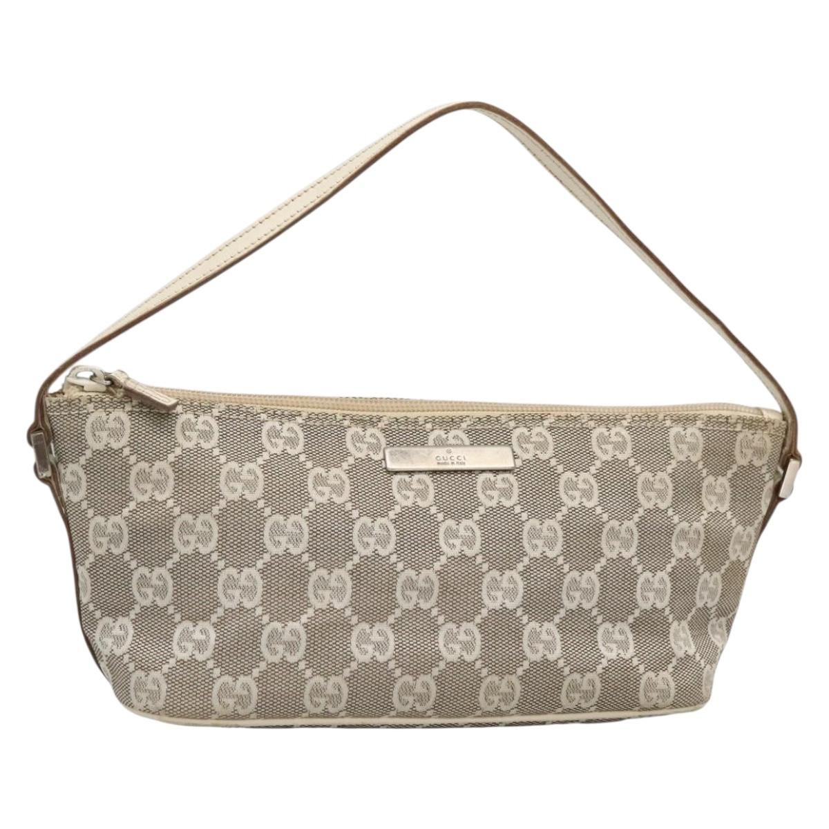 GUCCI GG Canvas Accessory Pouch Gray Silver 039 1103 2123 Auth 131952