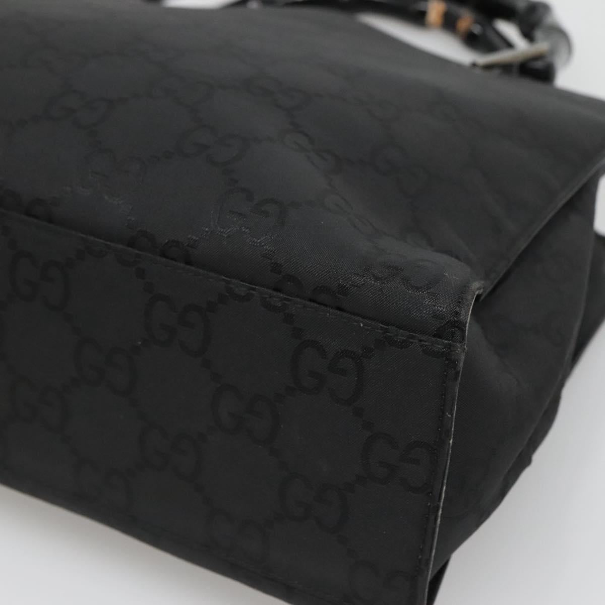 GUCCI Bamboo GG Canvas Hand Bag Nylon Black 002 1016 Auth 131953