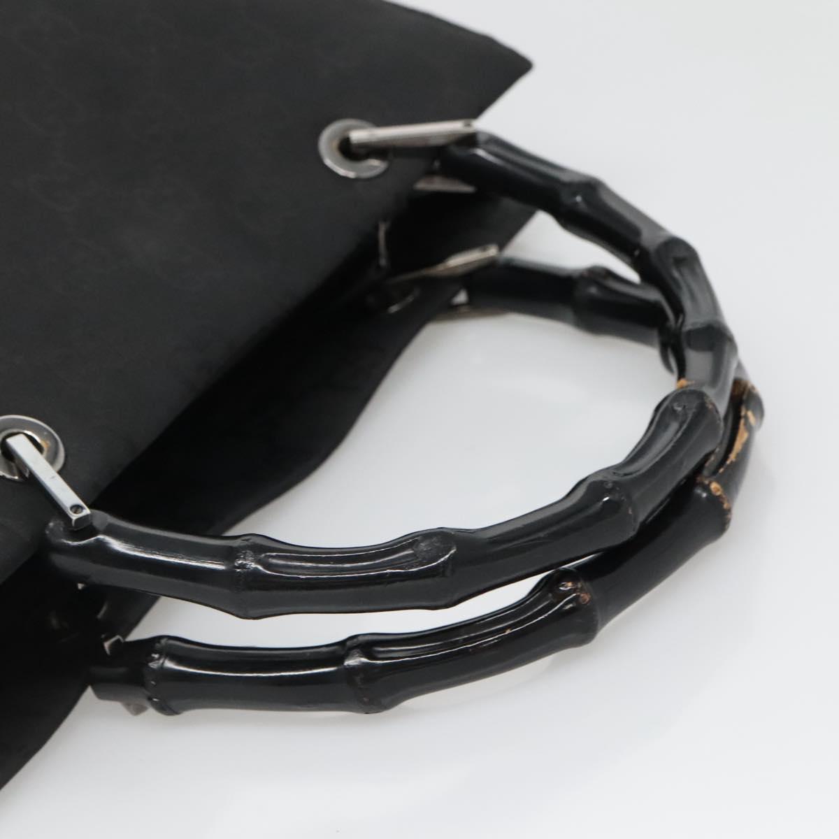 GUCCI Bamboo GG Canvas Hand Bag Nylon Black 002 1016 Auth 131953