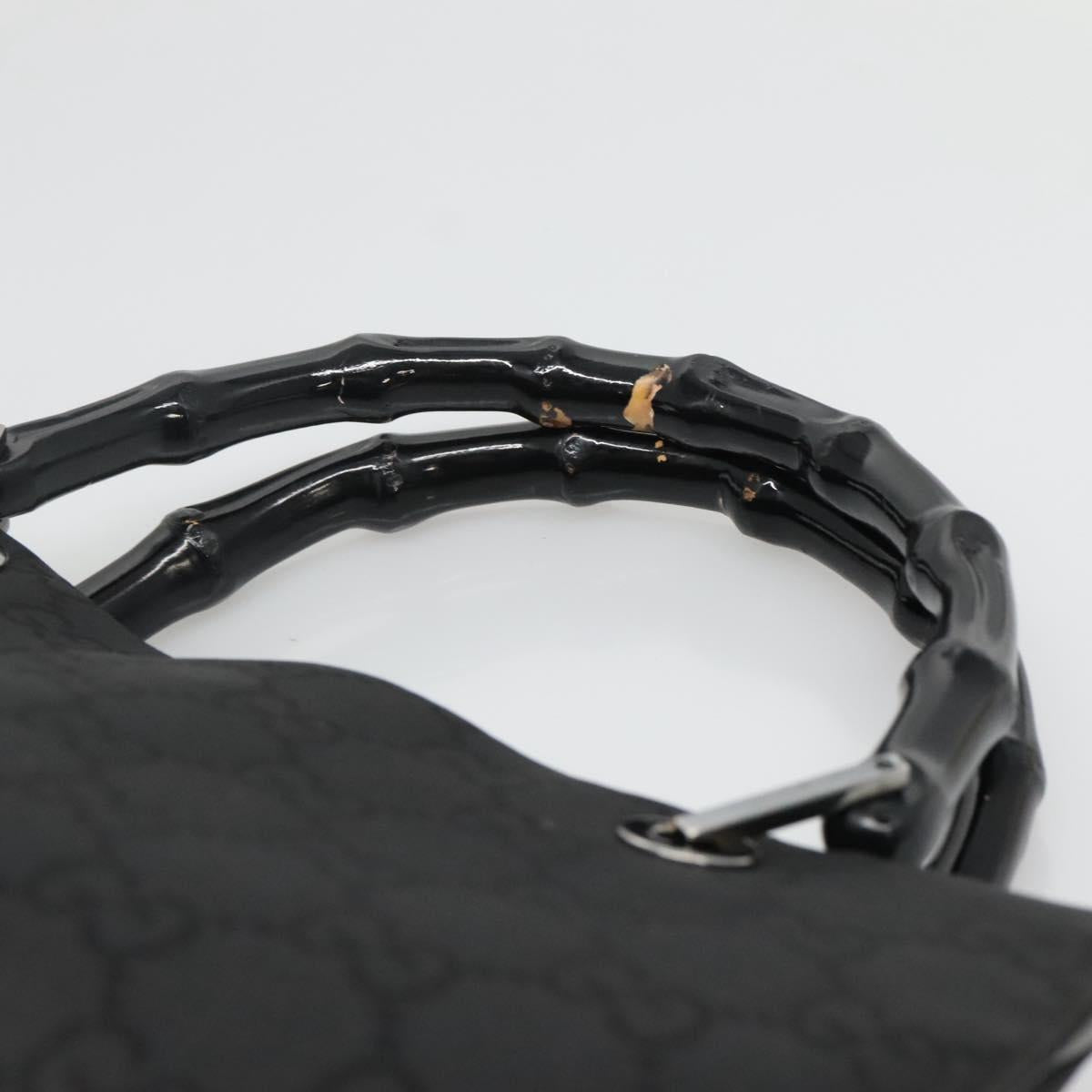 GUCCI Bamboo GG Canvas Hand Bag Nylon Black 002 1016 Auth 131953