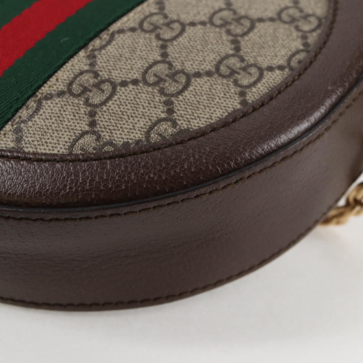 GUCCI GG Marmont Web Sherry Line Chain Bag PVC Beige Gold 550618 Auth 131980M