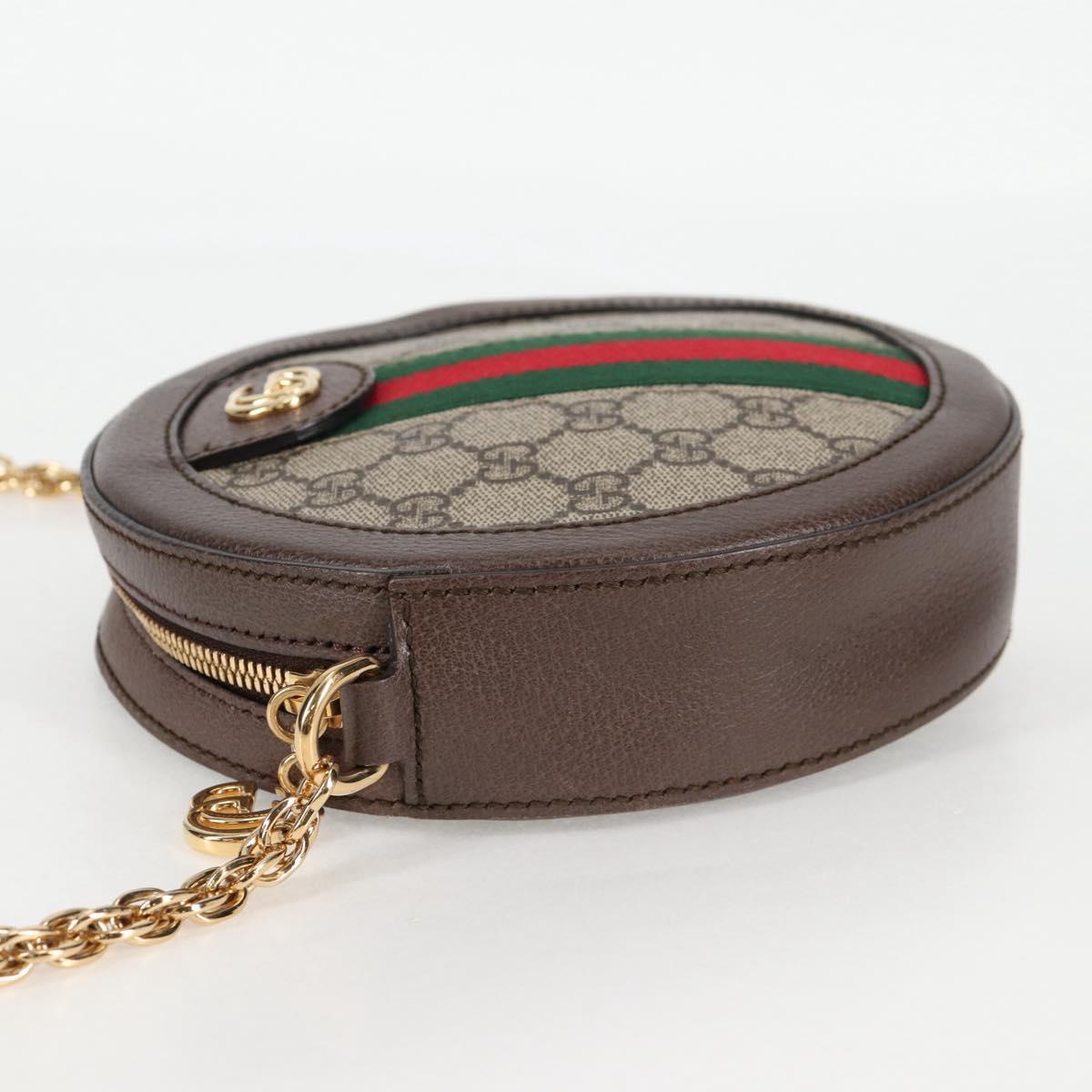 GUCCI GG Marmont Web Sherry Line Chain Bag PVC Beige Gold 550618 Auth 131980M