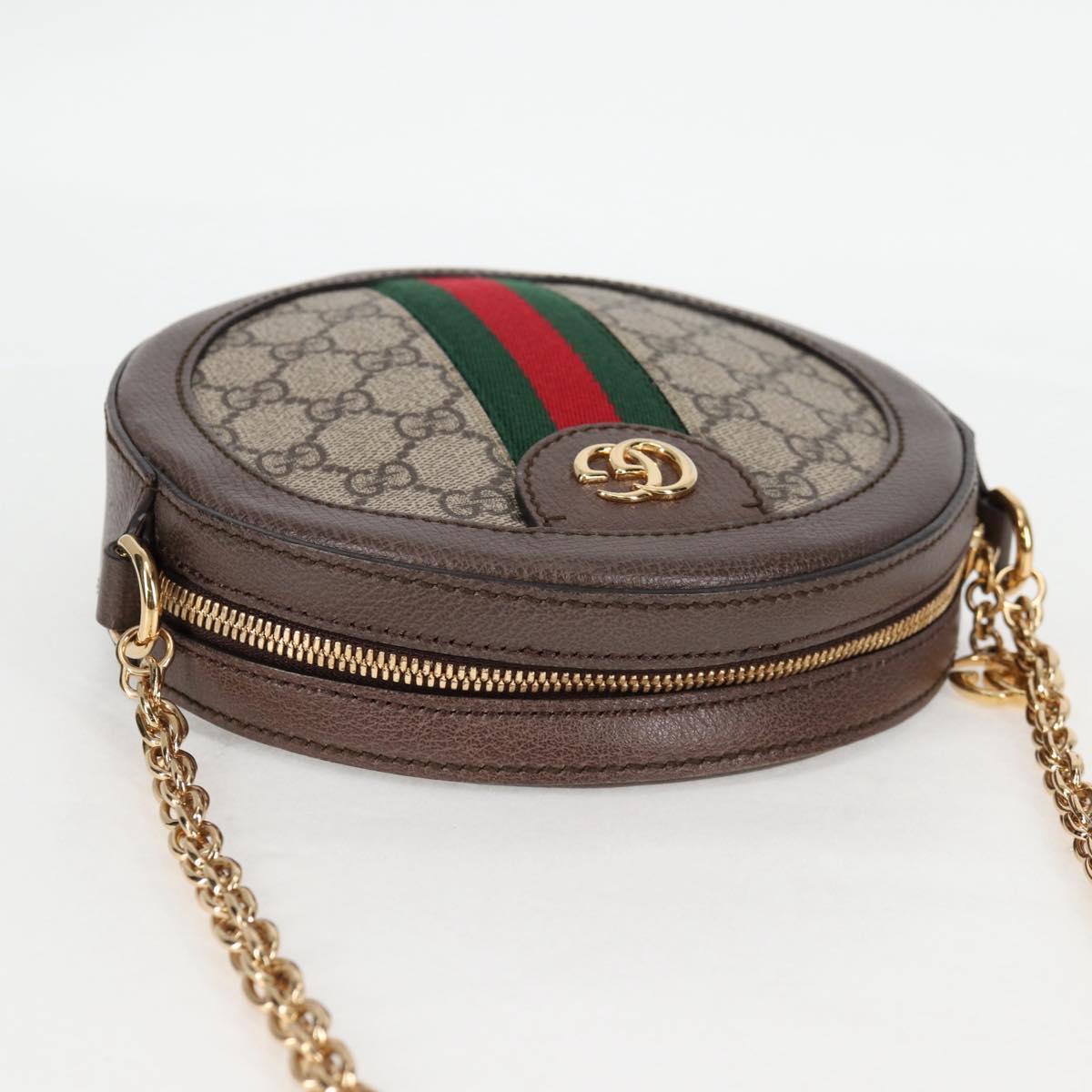 GUCCI GG Marmont Web Sherry Line Chain Bag PVC Beige Gold 550618 Auth 131980M