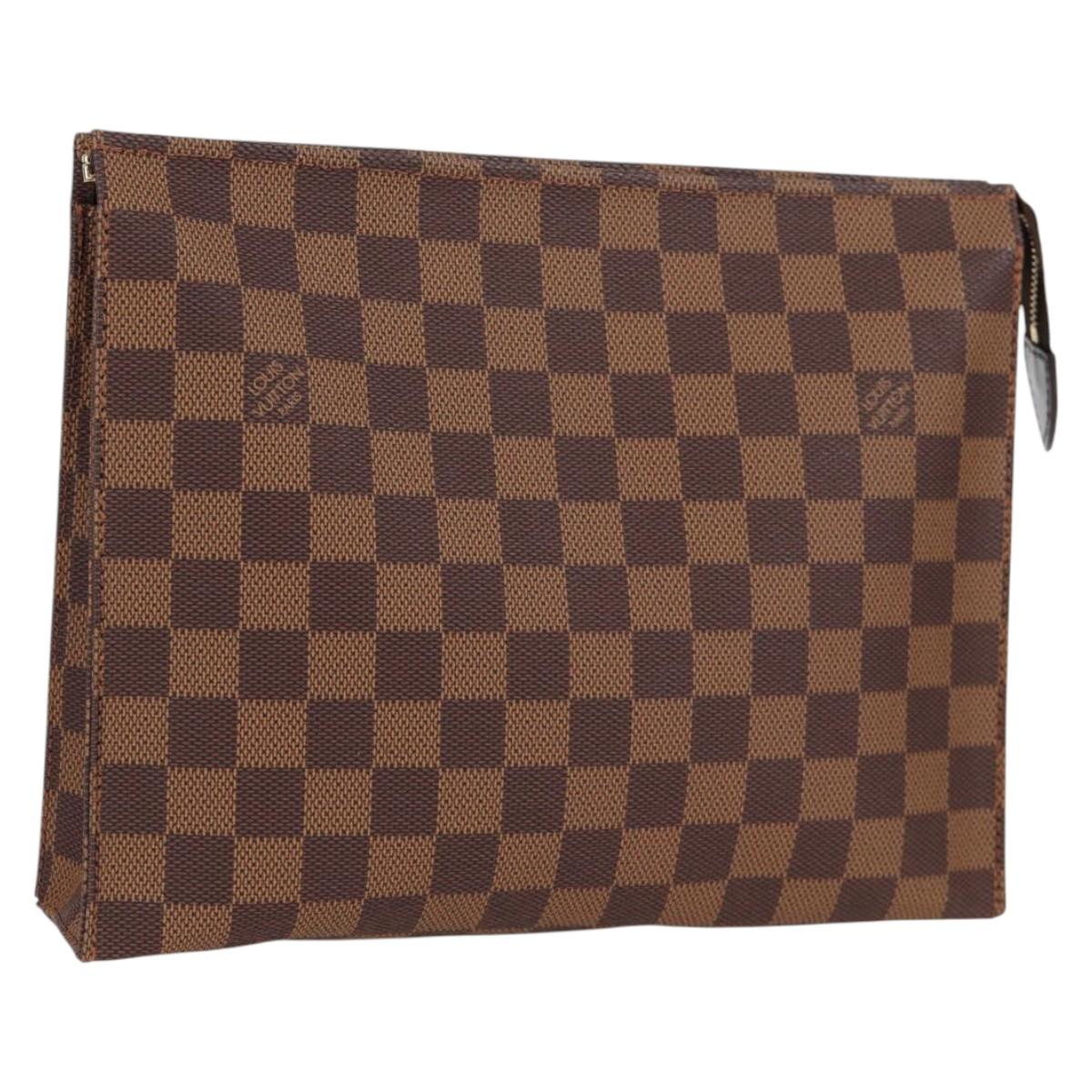 LOUIS VUITTON Damier Ebene Poche Toilette 26 Pouch N47543 LV Auth 132016V