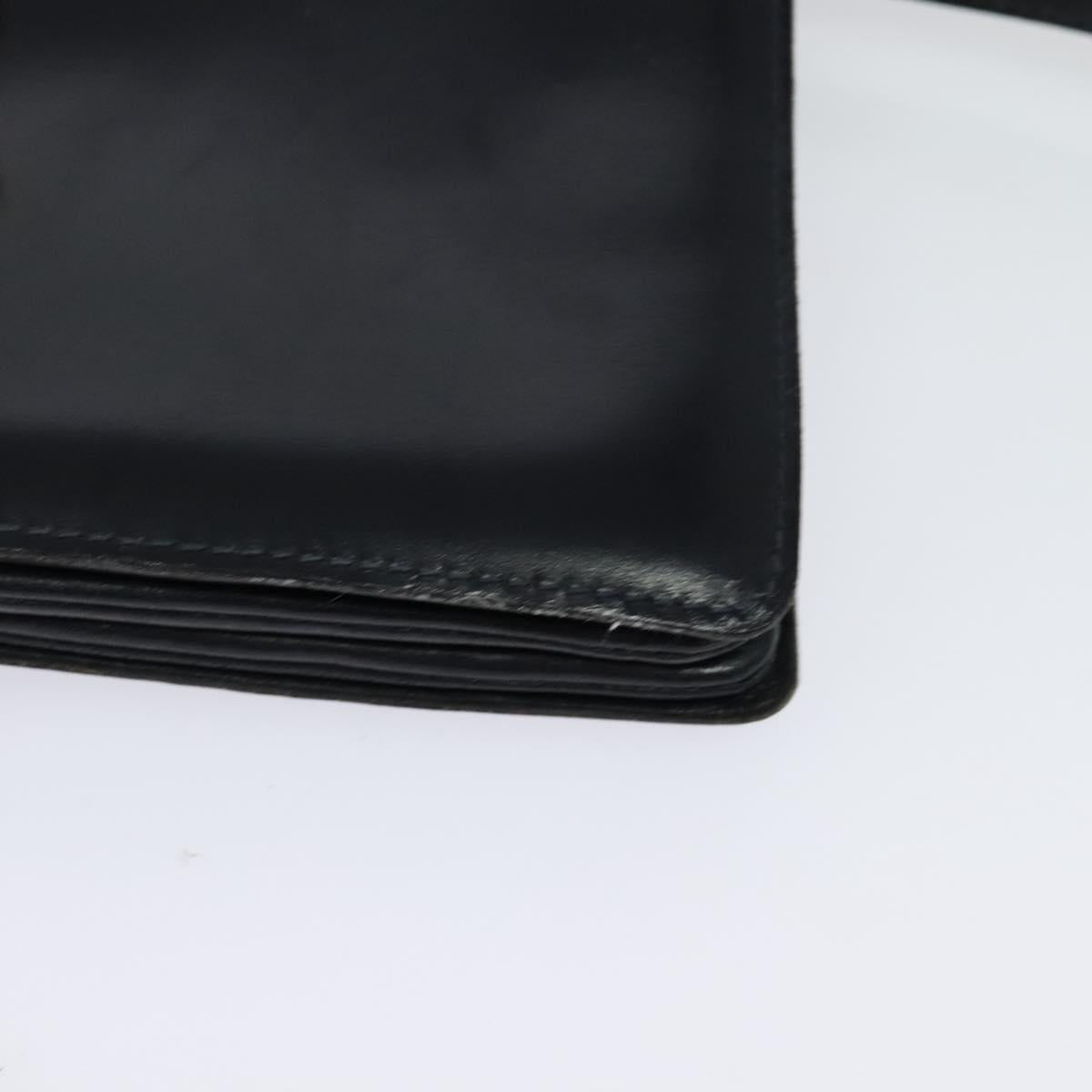 CELINE Shoulder Bag Leather Navy Gold Auth 132033