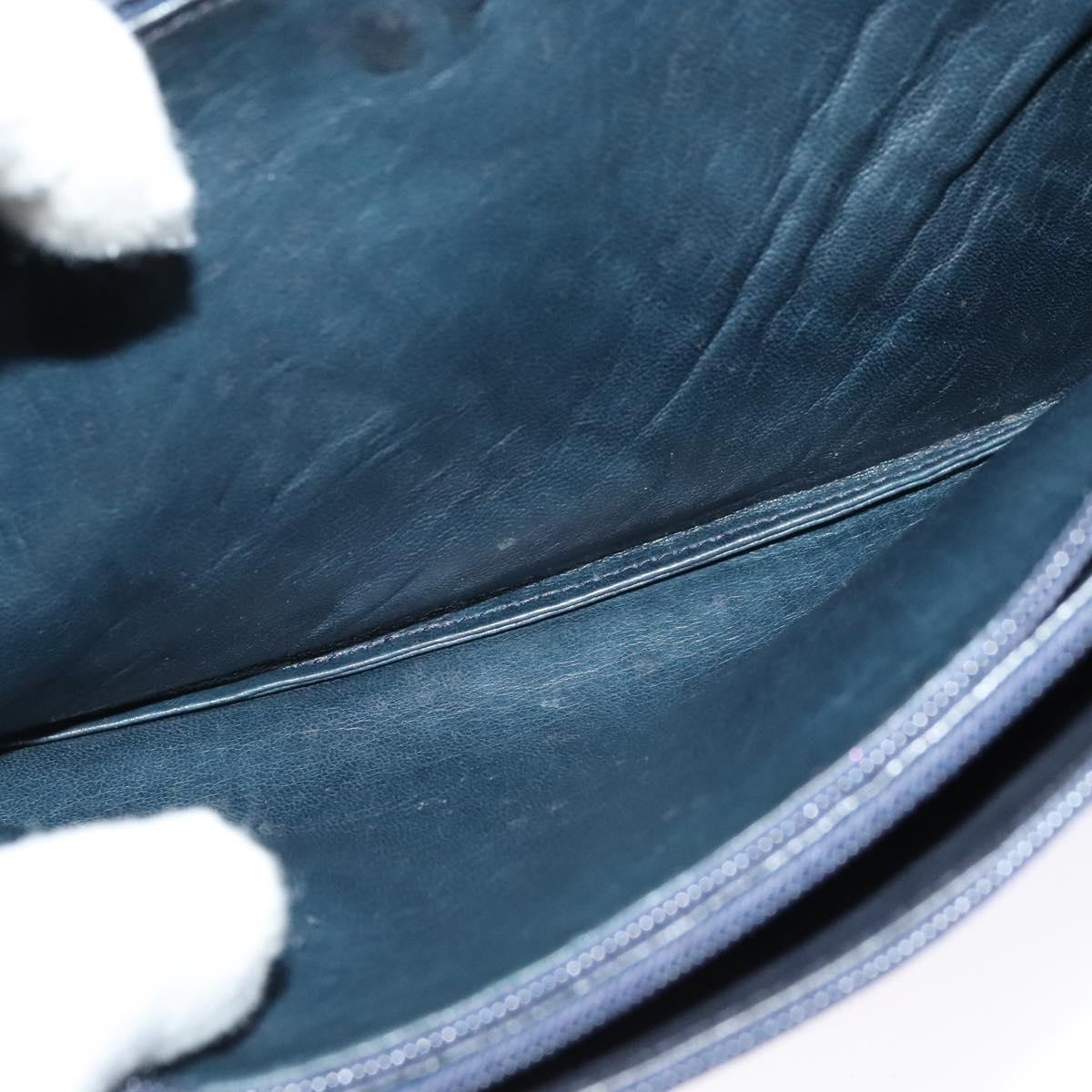 CELINE Shoulder Bag Leather Navy Gold Auth 132033