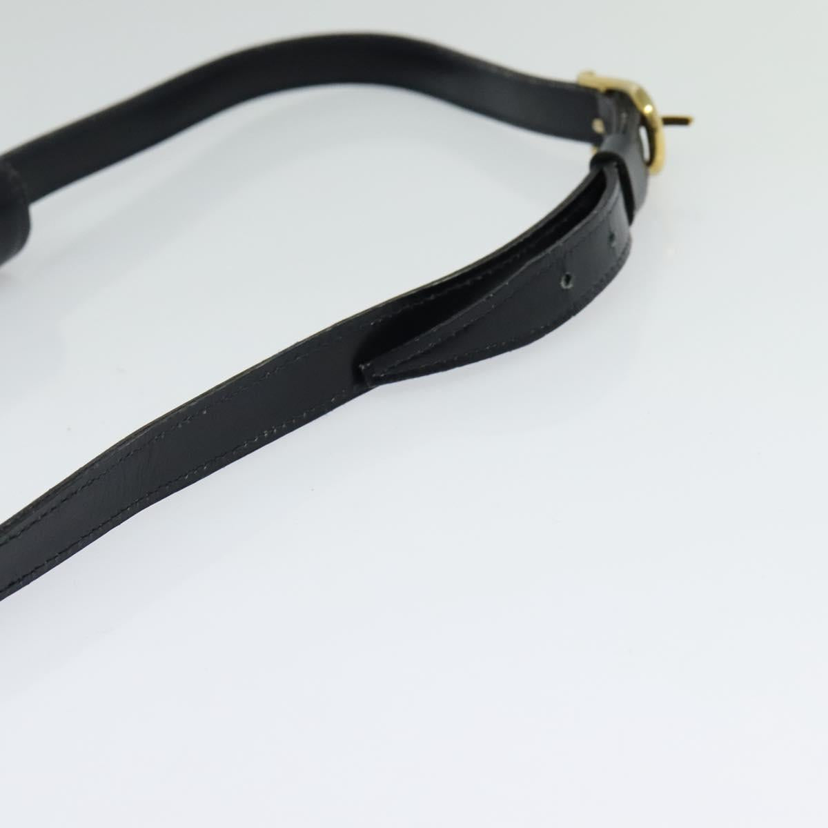 CELINE Shoulder Bag Leather Navy Gold Auth 132033