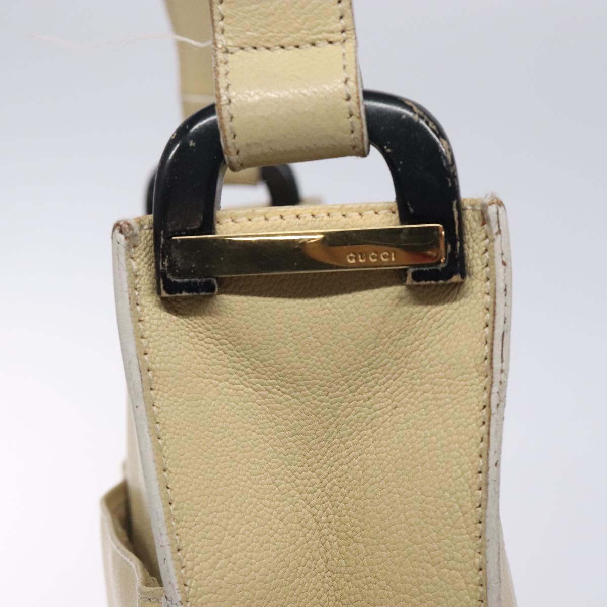 GUCCI Shoulder Bag Leather Beige Gold 001 3444 1801 Auth 132039