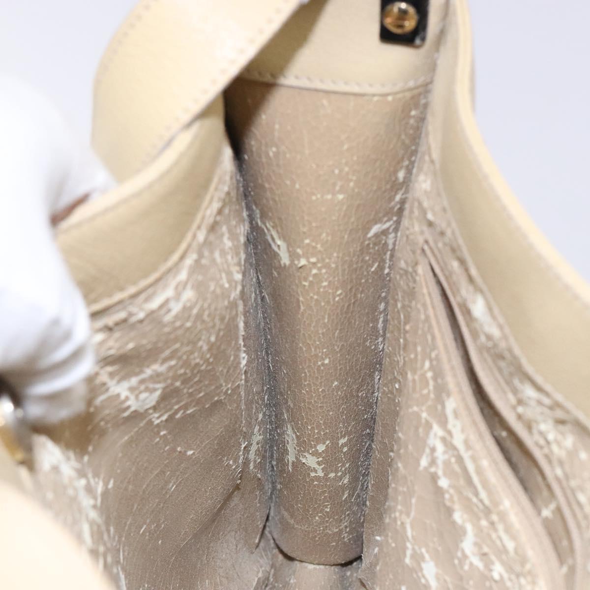 GUCCI Shoulder Bag Leather Beige Gold 001 3444 1801 Auth 132039