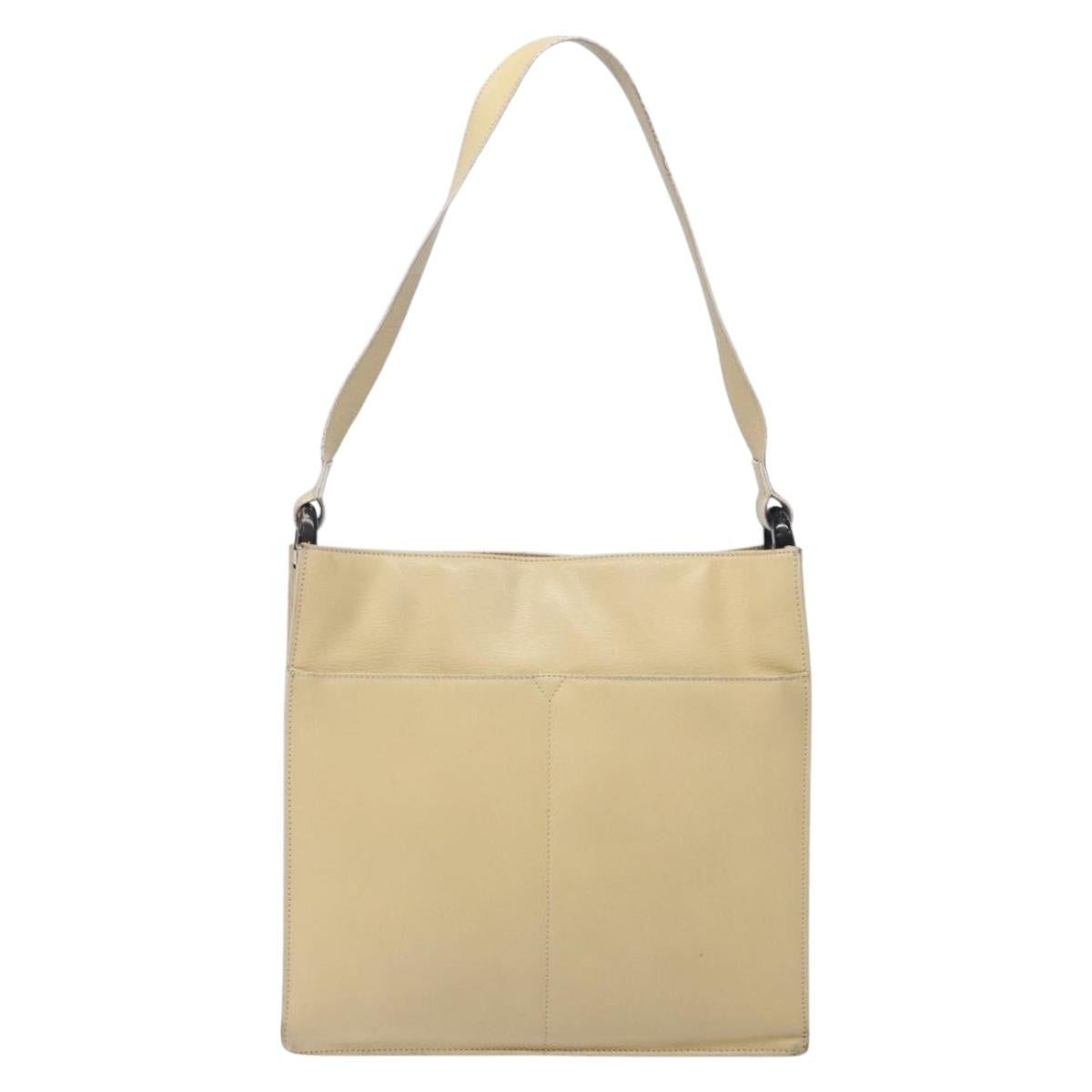 GUCCI Shoulder Bag Leather Beige Gold 001 3444 1801 Auth 132039