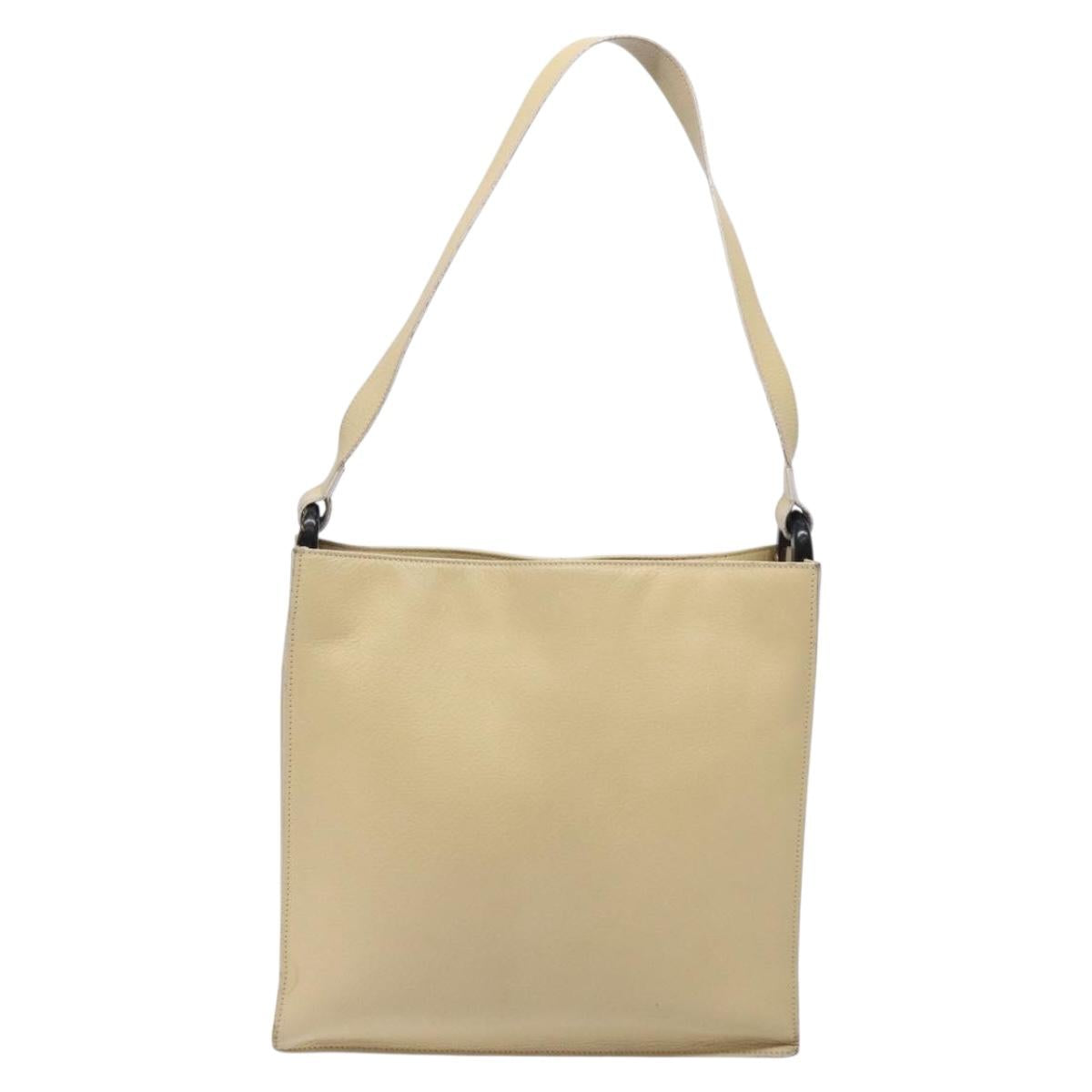 GUCCI Shoulder Bag Leather Beige Gold 001 3444 1801 Auth 132039
