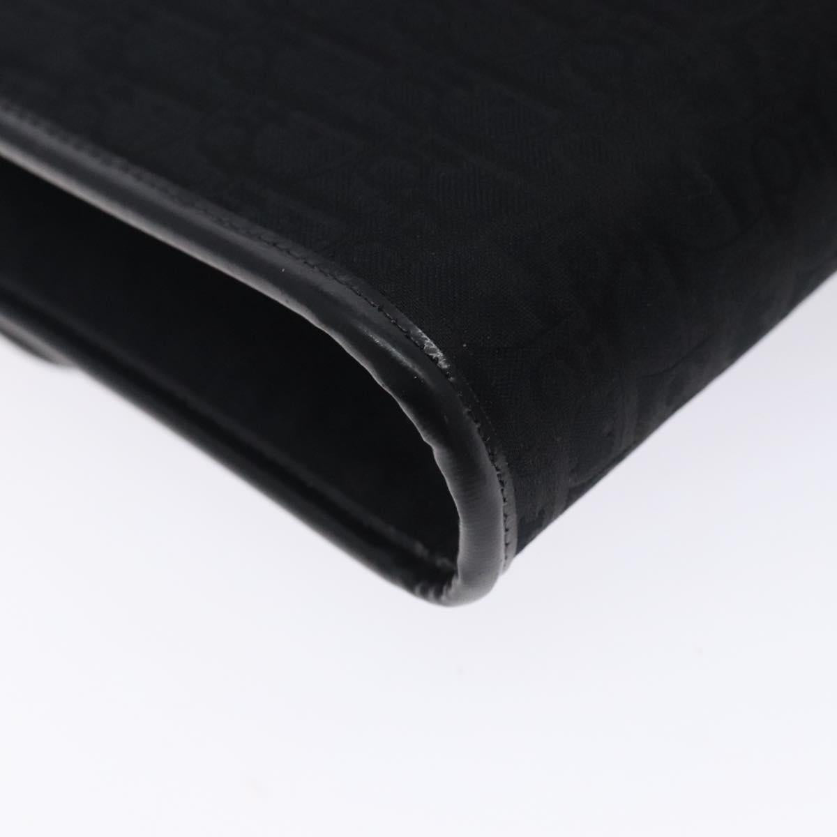 Christian Dior Trotter Canvas Chain Shoulder Bag Black Gold Auth 132040