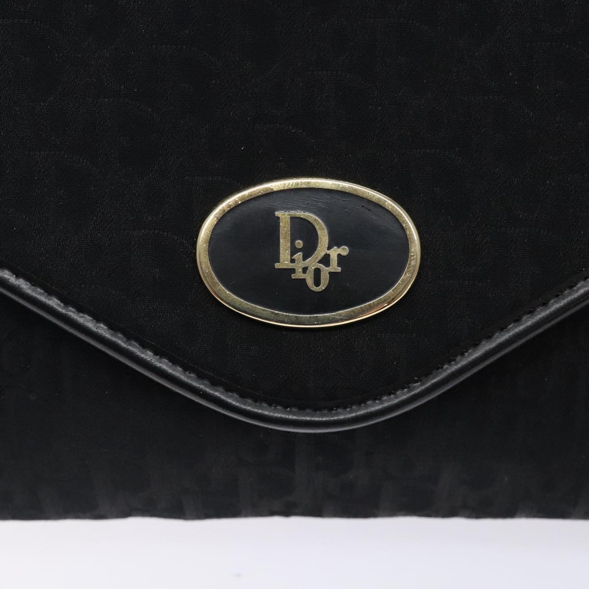 Christian Dior Trotter Canvas Chain Shoulder Bag Black Gold Auth 132040
