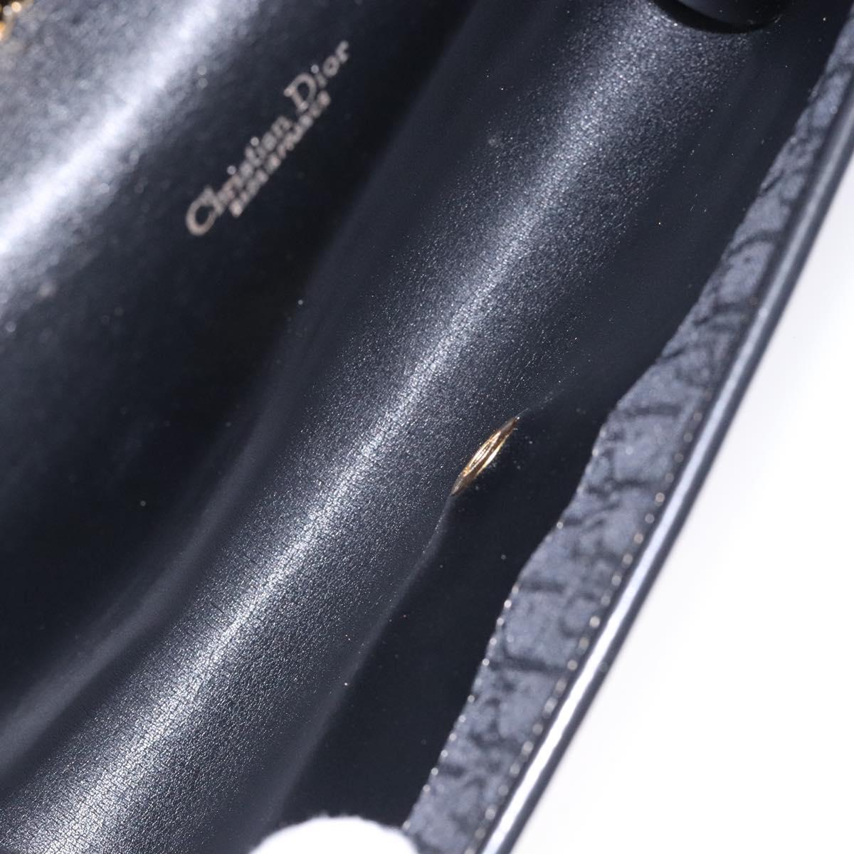 Christian Dior Trotter Canvas Chain Shoulder Bag Black Gold Auth 132040