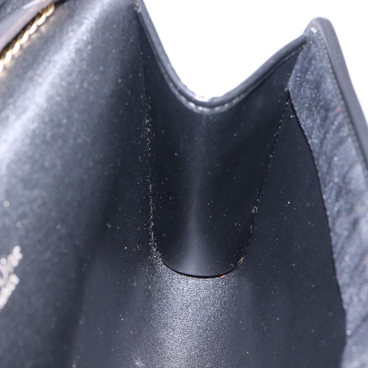 Christian Dior Trotter Canvas Chain Shoulder Bag Black Gold Auth 132040