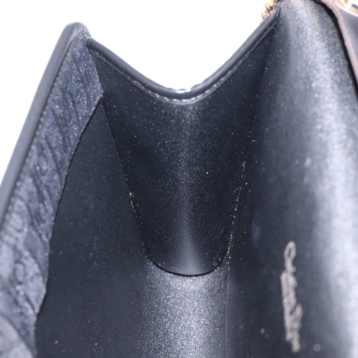 Christian Dior Trotter Canvas Chain Shoulder Bag Black Gold Auth 132040