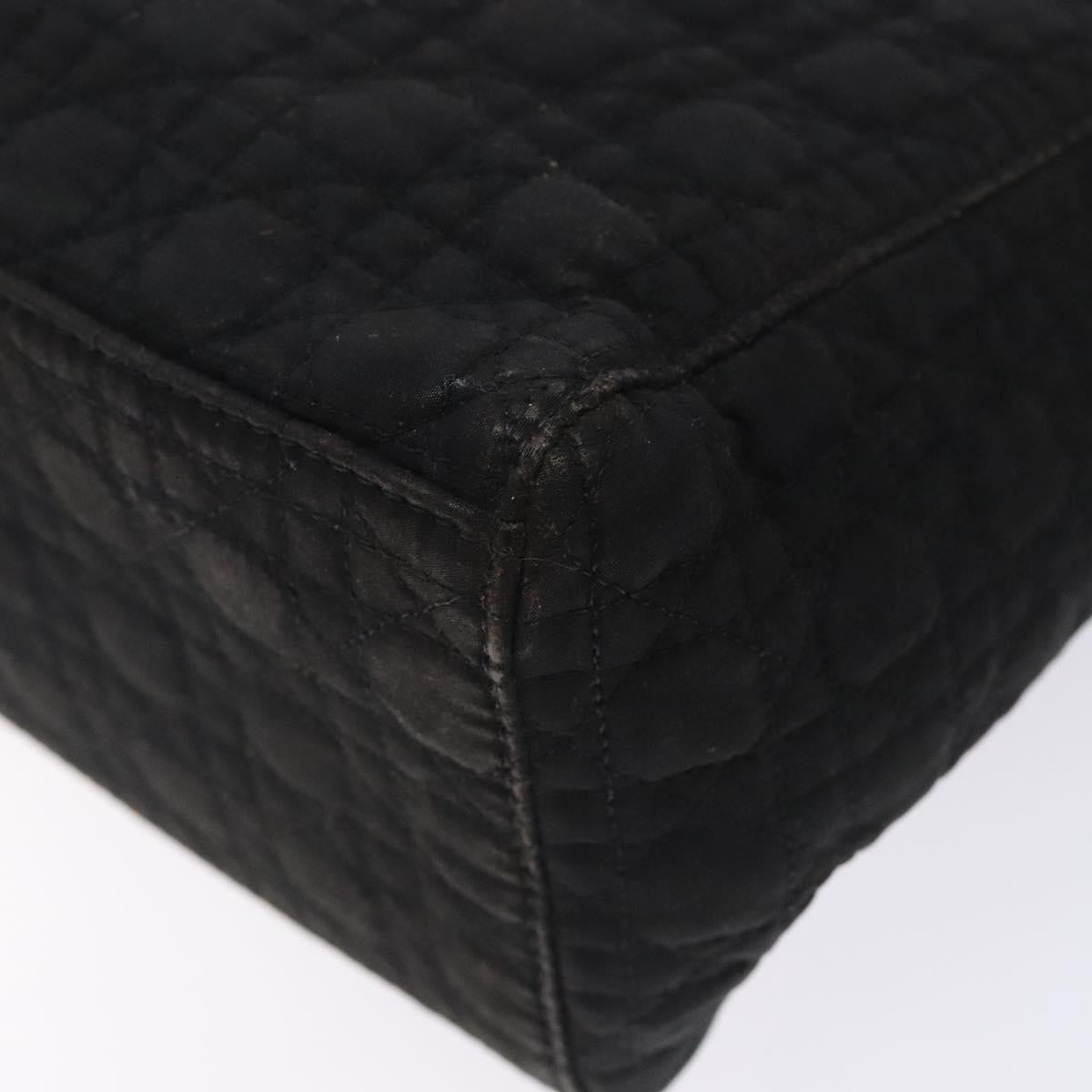 Christian Dior Canage Hand Bag Nylon Black Gold Auth 132045