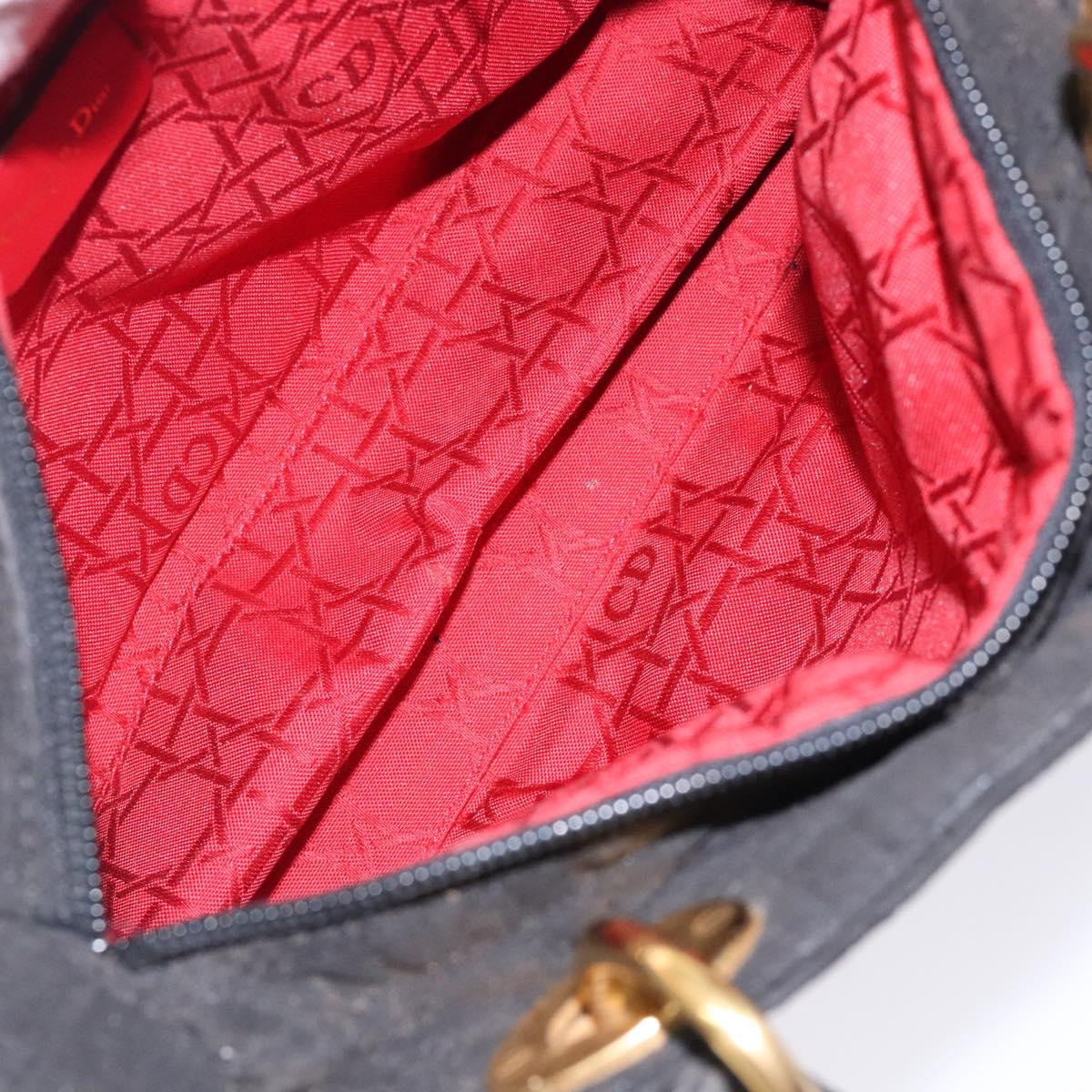 Christian Dior Canage Hand Bag Nylon Black Gold Auth 132045