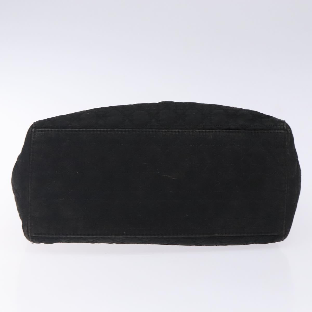 Christian Dior Canage Hand Bag Nylon Black Gold Auth 132045