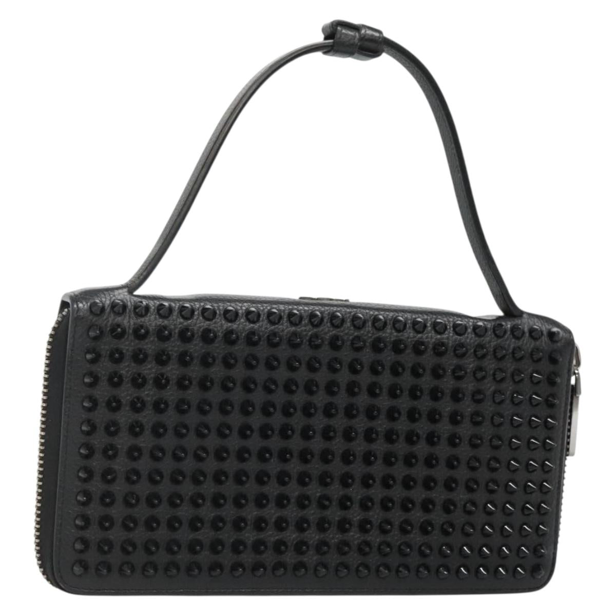 Christian Louboutin Panettone Wallet XL Long Wallet Leather Black Auth 132066