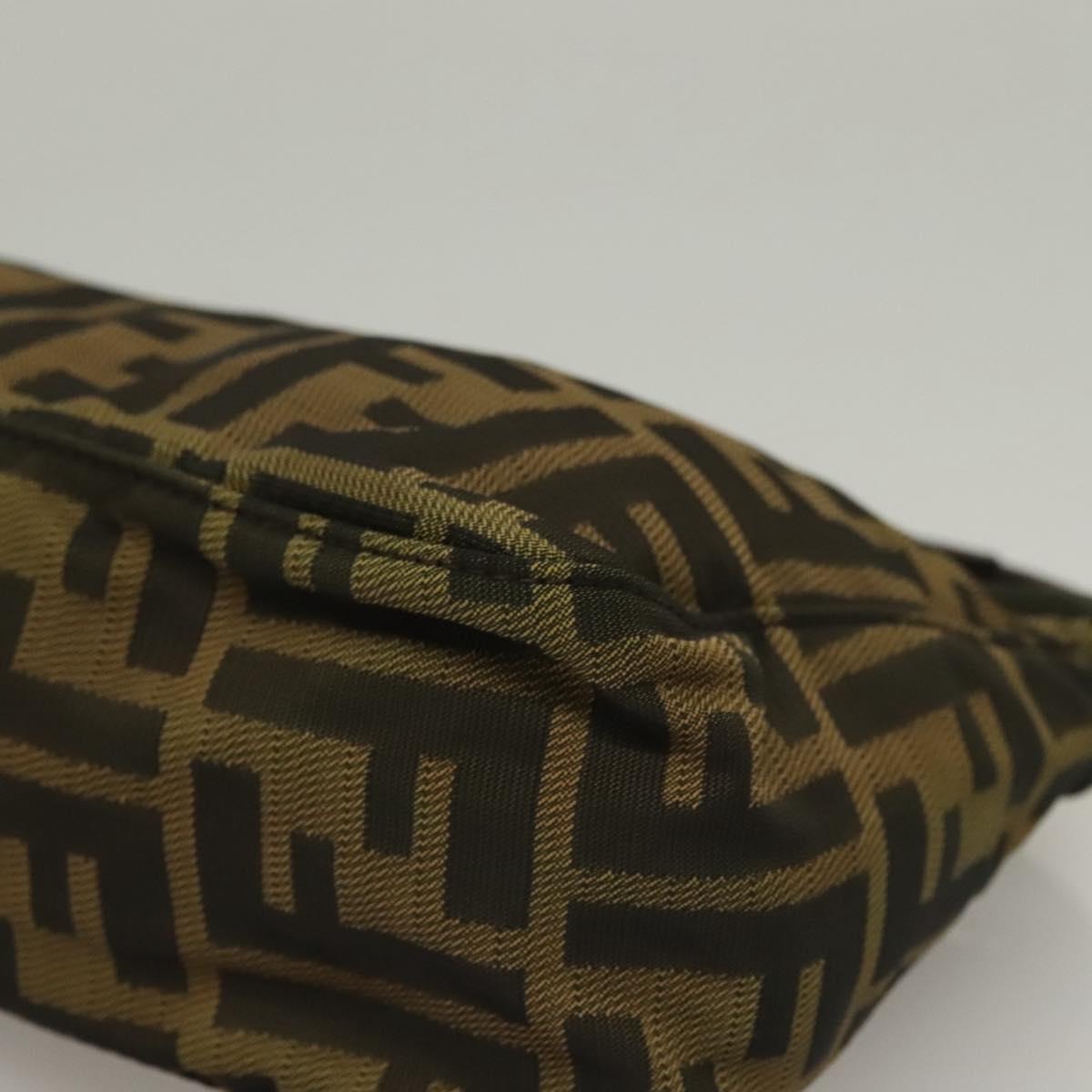 FENDI Zucca Canvas Accessory Pouch Black Brown Auth 132073