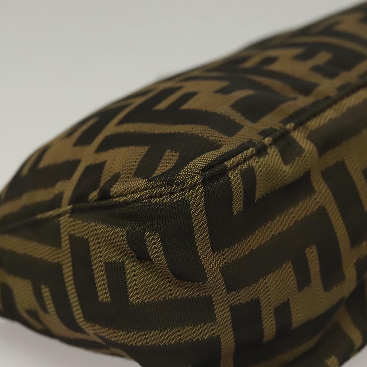 FENDI Zucca Canvas Accessory Pouch Black Brown Auth 132073