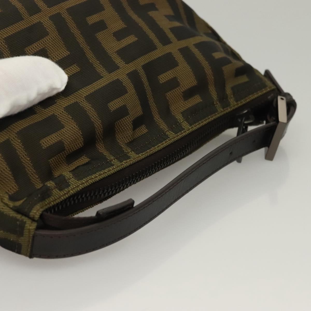 FENDI Zucca Canvas Accessory Pouch Black Brown Auth 132073