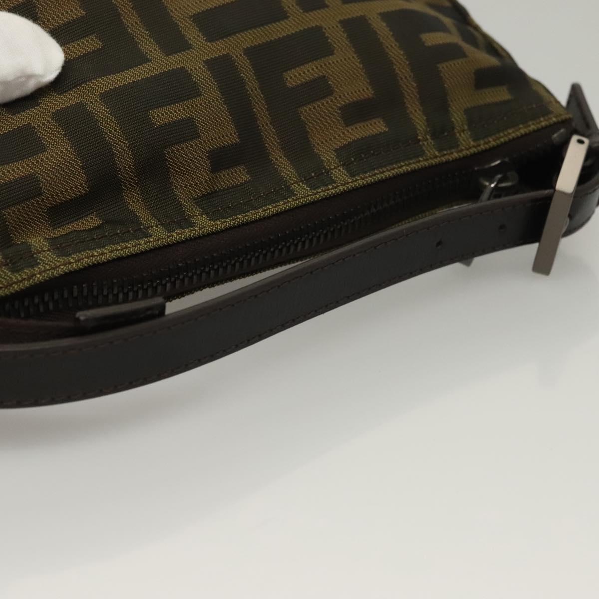 FENDI Zucca Canvas Accessory Pouch Black Brown Auth 132073