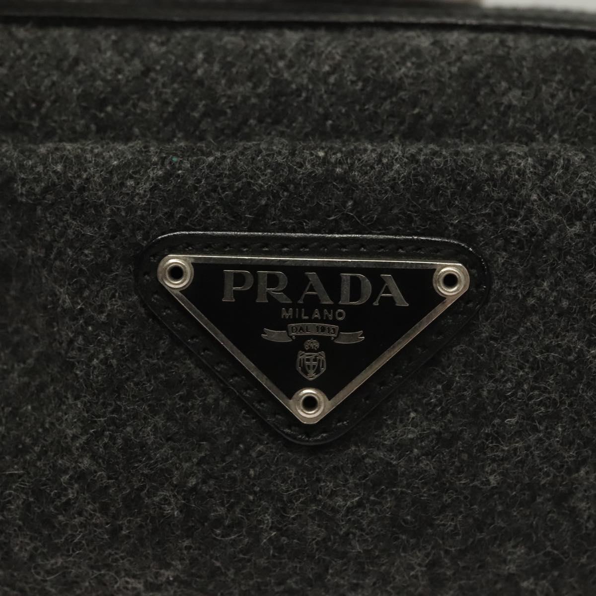 PRADA Pouch Wool Black Auth 132085