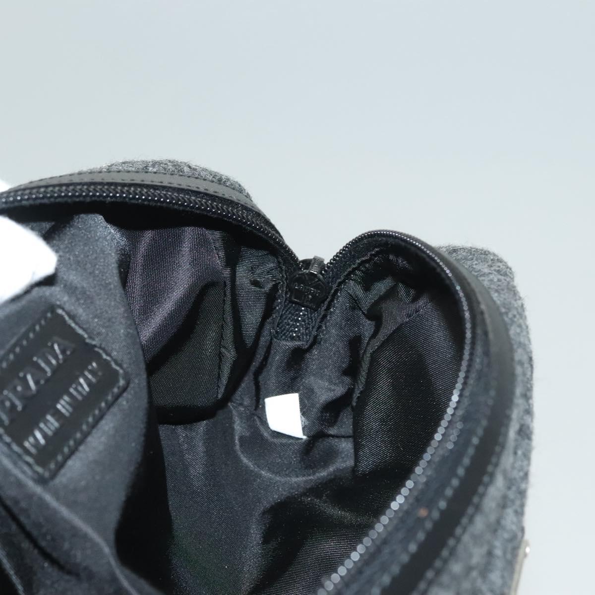 PRADA Pouch Wool Black Auth 132085