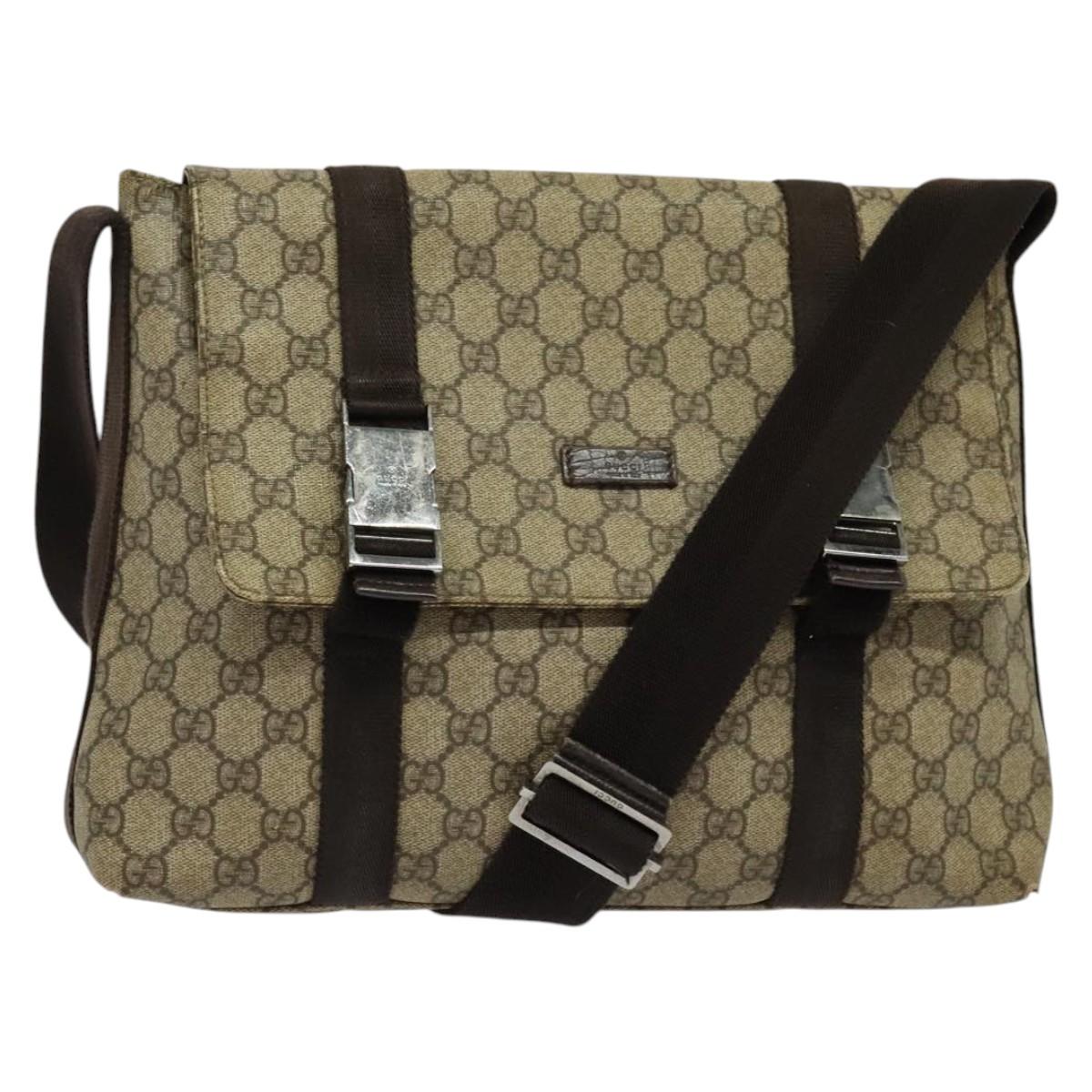 GUCCI GG Supreme Shoulder Bag PVC Beige 122373 Auth 132098