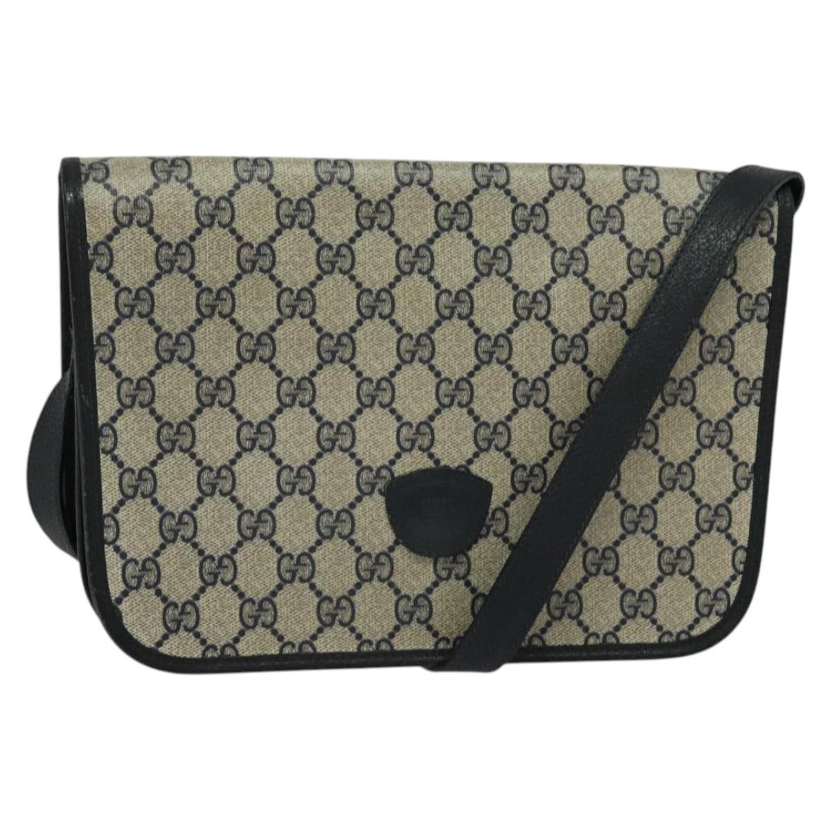 GUCCI GG Supreme Shoulder Bag PVC Navy Gold 001 116 0847 Auth 132132
