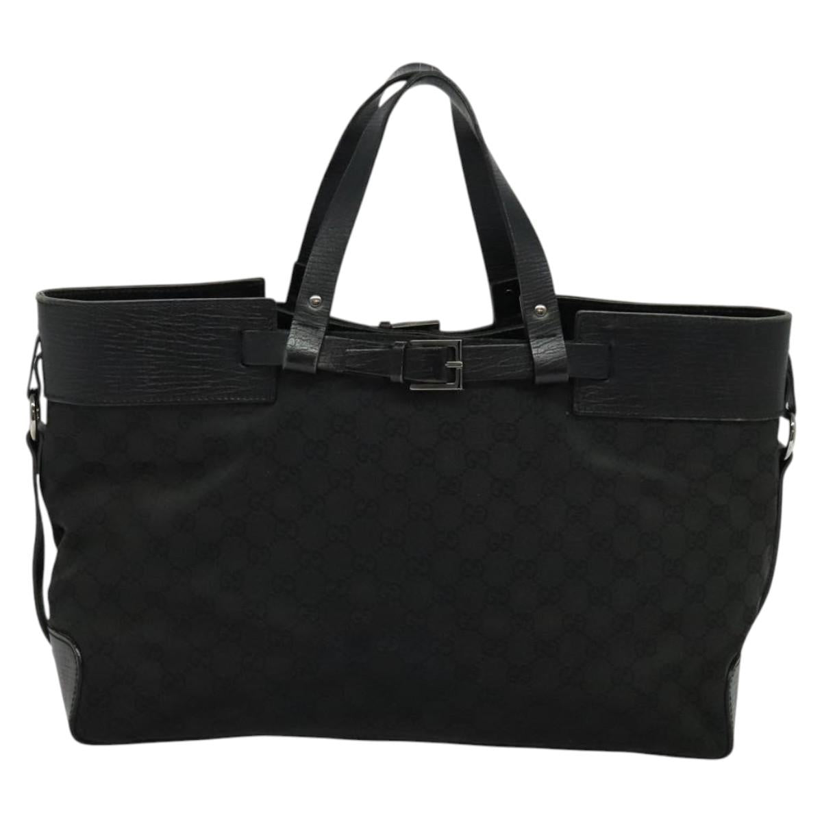 GUCCI GG Canvas Hand Bag Black Silver 106251 214397 Auth 132133