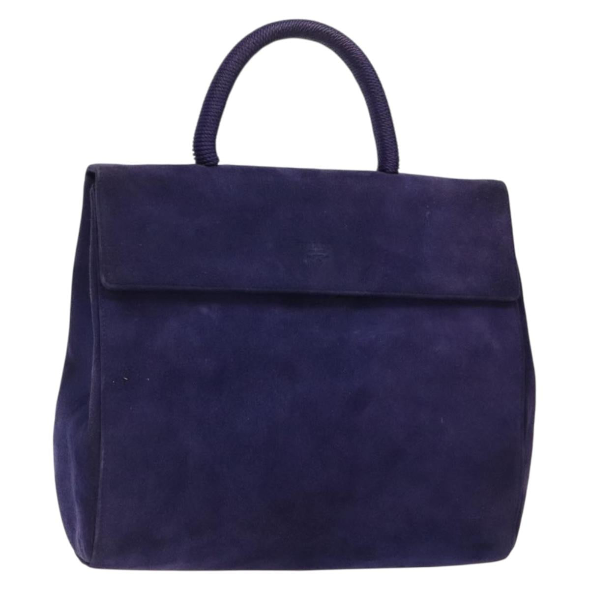 PRADA Hand Bag Suede Purple Gold Auth 132139