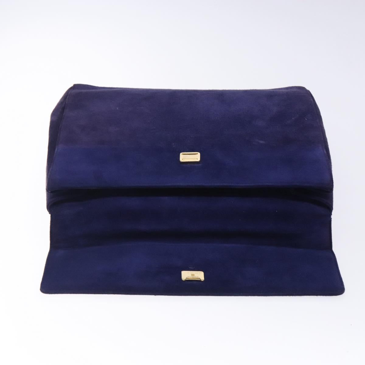 PRADA Hand Bag Suede Purple Gold Auth 132139