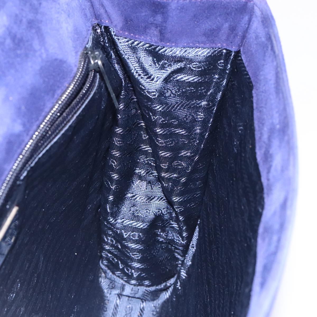 PRADA Hand Bag Suede Purple Gold Auth 132139